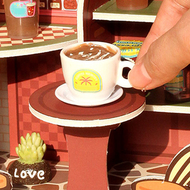 ✨☕Build Your Mini Coffee Shop - 🎁DIY Craft Kit with Realistic Details & Squeeze Cream Feature!