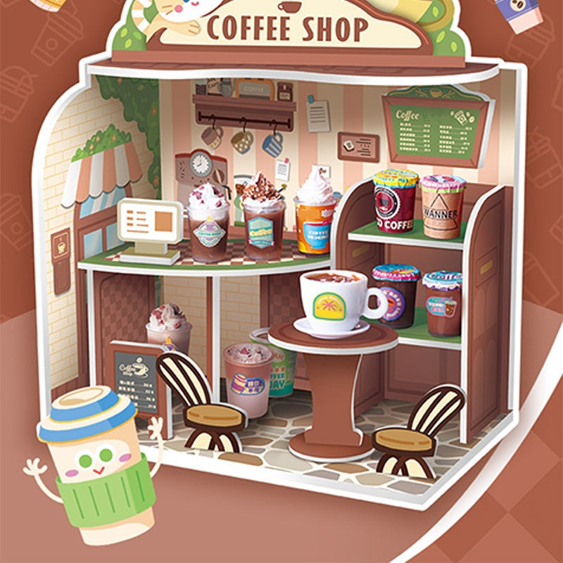 ✨☕Build Your Mini Coffee Shop - 🎁DIY Craft Kit with Realistic Details & Squeeze Cream Feature!