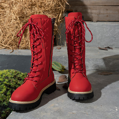 Women's Quilted Mid-Calf Winter Boots with Side Zipper