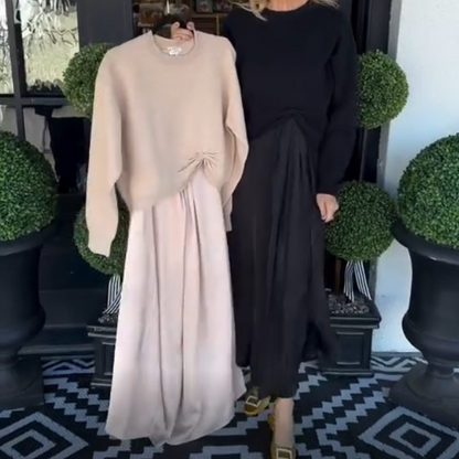 ✨Women's Elegant 2-Piece Set: Twist-Knot Top & Maxi Dress🌸