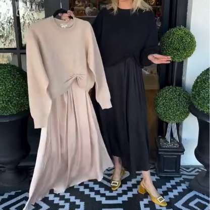 ✨Women's Elegant 2-Piece Set: Twist-Knot Top & Maxi Dress🌸