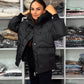 Women's Hooded Quilted Warm Jacket with Pockets