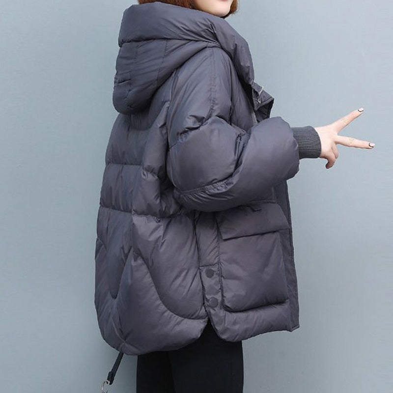 Women's Hooded Quilted Warm Jacket with Pockets