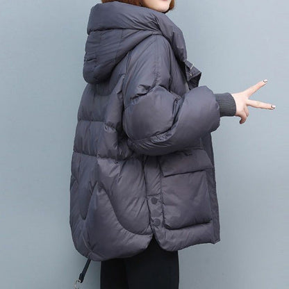 Women's Hooded Quilted Warm Jacket with Pockets