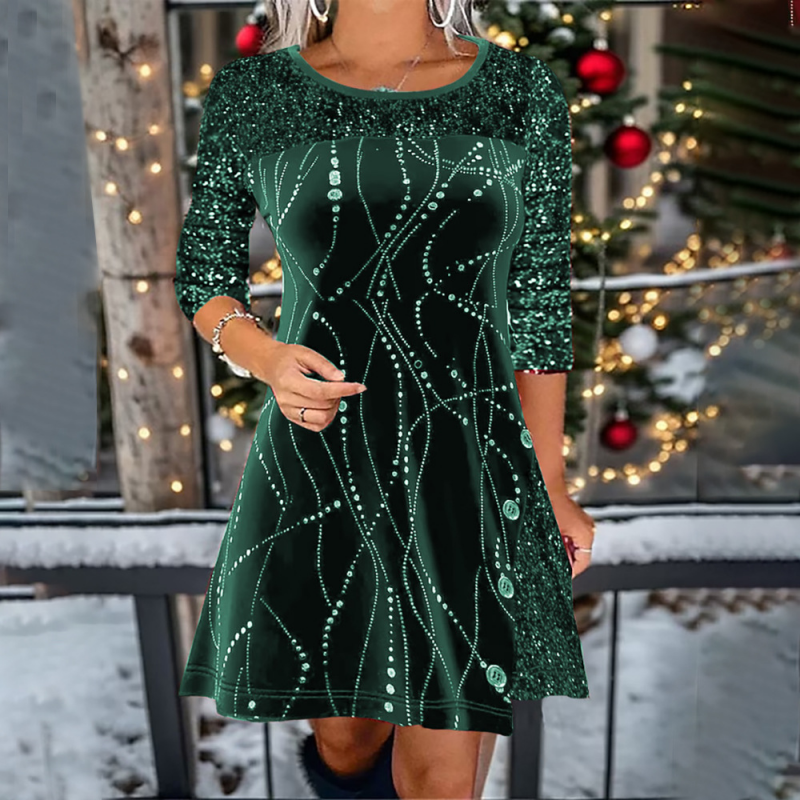 👗Elegant Sequin A-Line Dress - Stunning Shimmer & Perfect Fit, Ideal for Parties and Galas ✨