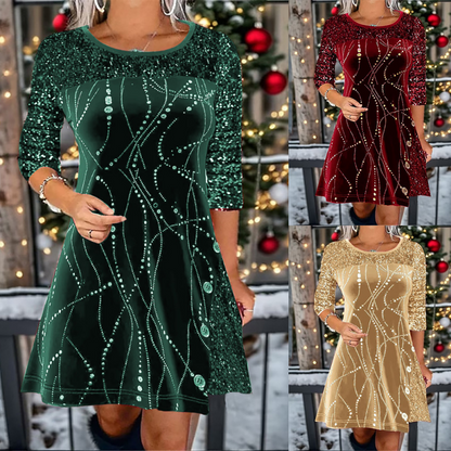 👗Elegant Sequin A-Line Dress - Stunning Shimmer & Perfect Fit, Ideal for Parties and Galas ✨