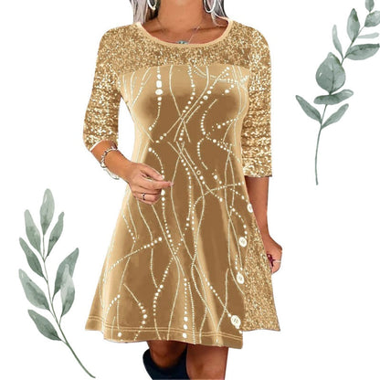 👗Elegant Sequin A-Line Dress - Stunning Shimmer & Perfect Fit, Ideal for Parties and Galas ✨