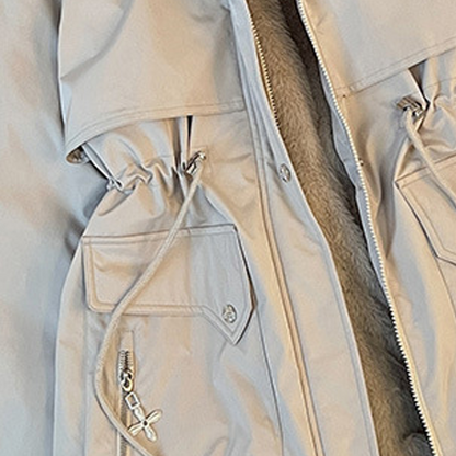 Elegant Insulated Parka Coat with Drawstring Waist