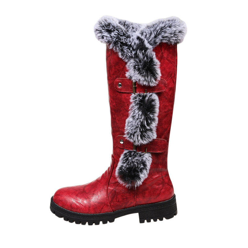Women's Faux Fur Trim Winter Snow Boots