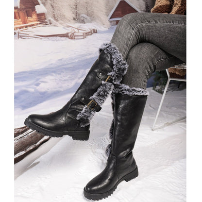Women's Faux Fur Trim Winter Snow Boots