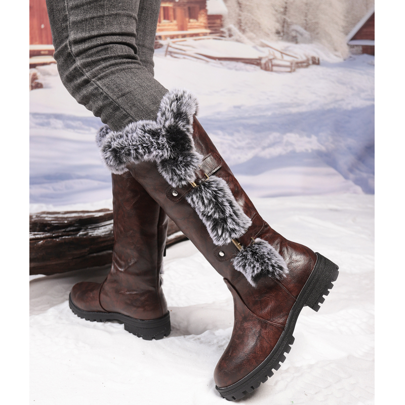 Women's Faux Fur Trim Winter Snow Boots