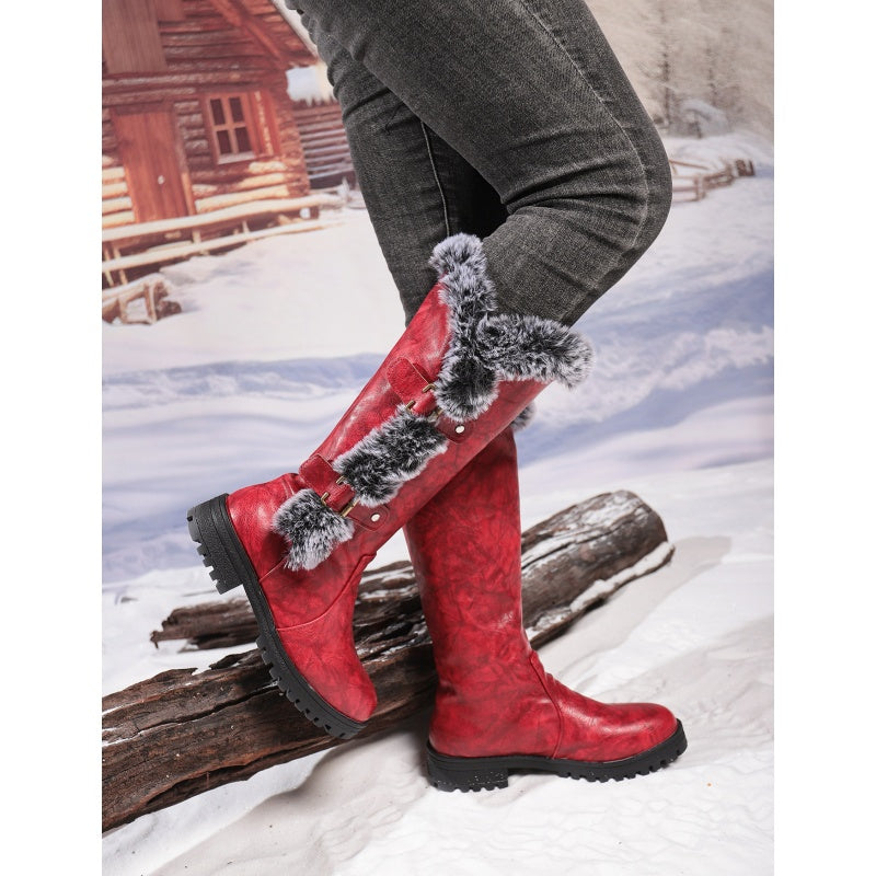 Women's Faux Fur Trim Winter Snow Boots