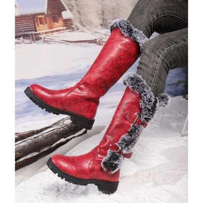 Women's Faux Fur Trim Winter Snow Boots