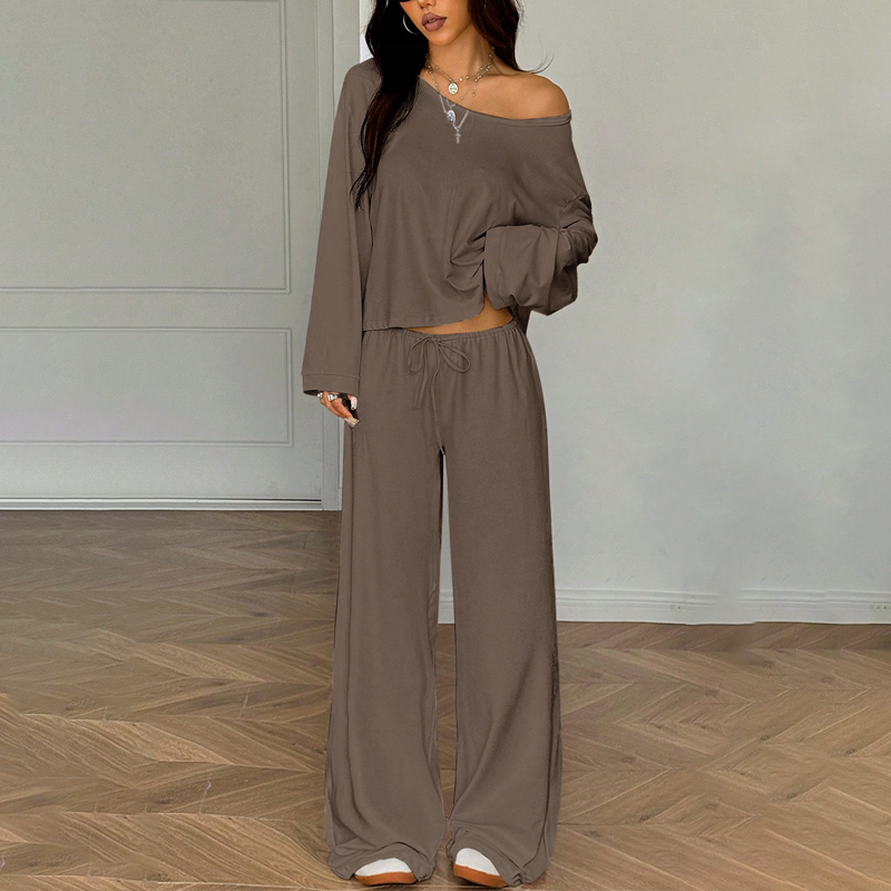 Women's Off-Shoulder Top &  Pants 2-Piece Outfit