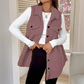 Women's Warm Fuzzy Long Button-Up Collar Vest