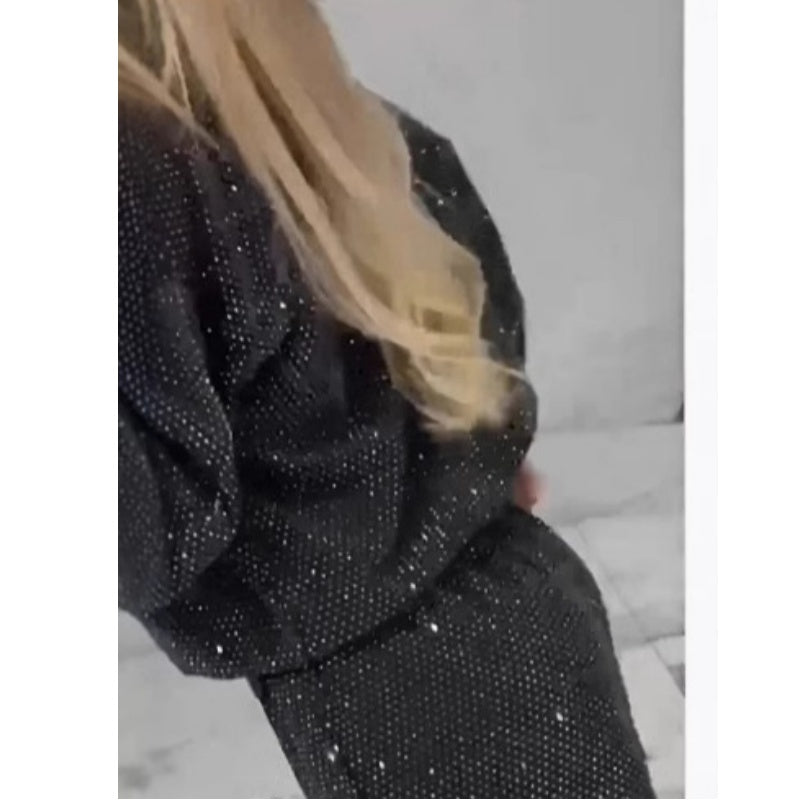Sequined Loose Fit Top and Wide Leg Pants Two-Piece Set | Effortless Glam