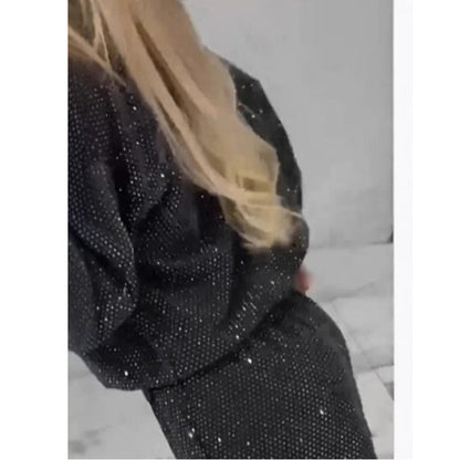 Sequined Loose Fit Top and Wide Leg Pants Two-Piece Set | Effortless Glam