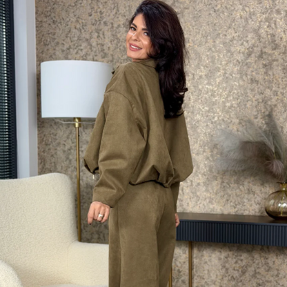 Women's Zip-Up Jacket & Wide-Leg Pants Two-Piece Set | Co-ordinated Comfort