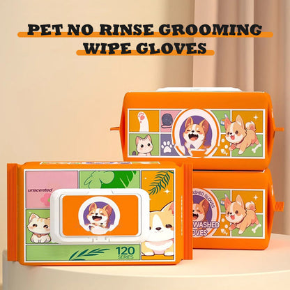 Pet No-Rinse Grooming Wipe Gloves
