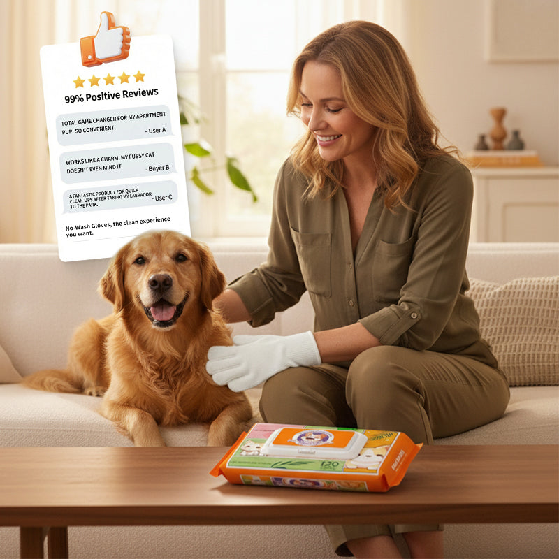 Pet No-Rinse Grooming Wipe Gloves