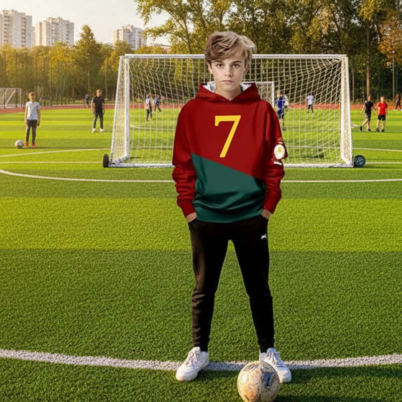 Boys’ Sports Jersey Style Hooded Sweatshirt