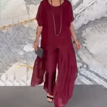 Women's Irregular Top & Loose Pants Set