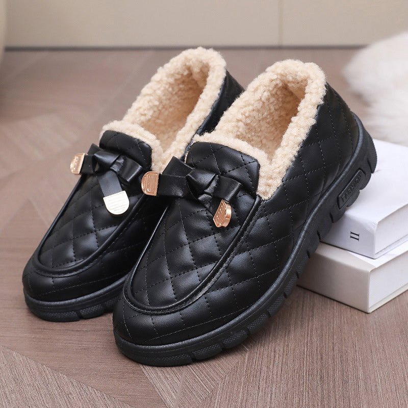 Women's Warm Comfort Bow Slip-On Shoes | Cosy & Convenient