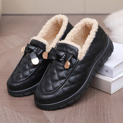 Women's Warm Comfort Bow Slip-On Shoes | Cosy & Convenient