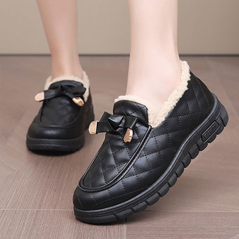 Women's Warm Comfort Bow Slip-On Shoes | Cosy & Convenient