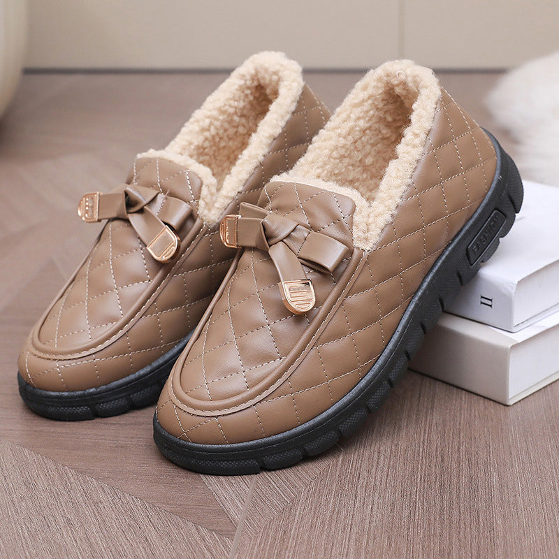 Women's Warm Comfort Bow Slip-On Shoes | Cosy & Convenient