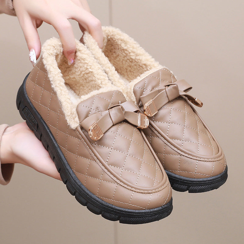 Women's Warm Comfort Bow Slip-On Shoes | Cosy & Convenient