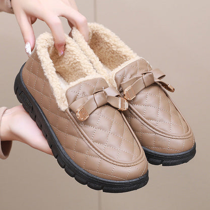 Women's Warm Comfort Bow Slip-On Shoes | Cosy & Convenient