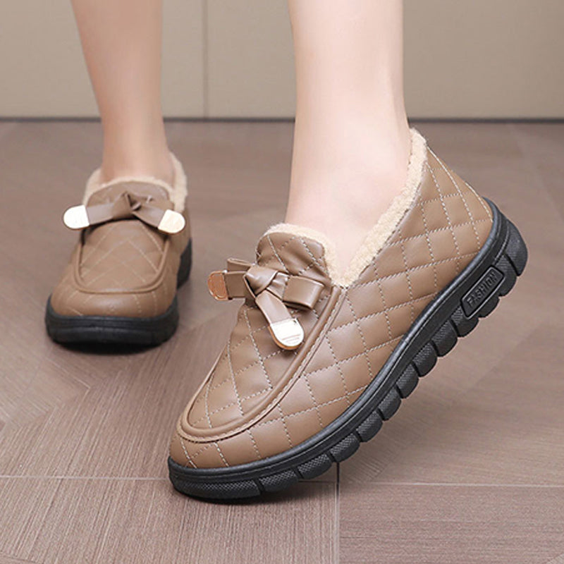 Women's Warm Comfort Bow Slip-On Shoes | Cosy & Convenient