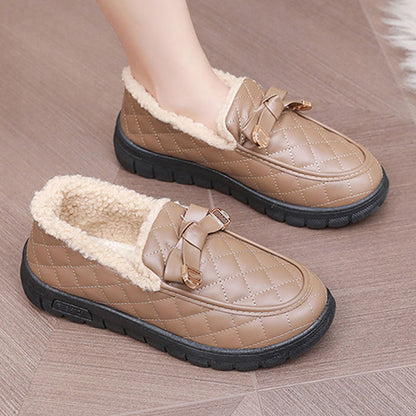 Women's Warm Comfort Bow Slip-On Shoes | Cosy & Convenient