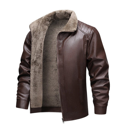 Men's Winter PU Leather Jacket with Plush Lining