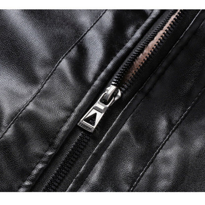 Men's Winter PU Leather Jacket with Plush Lining