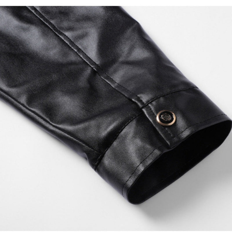 Men's Winter PU Leather Jacket with Plush Lining
