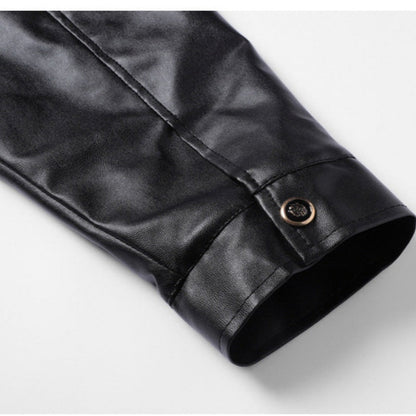 Men's Winter PU Leather Jacket with Plush Lining