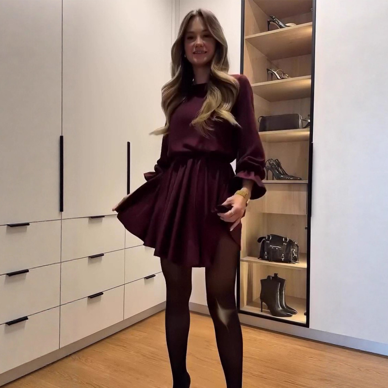 Elegant Long Sleeve A-Line Dress