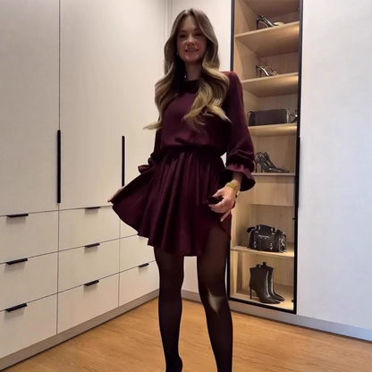 Elegant Long Sleeve A-Line Dress