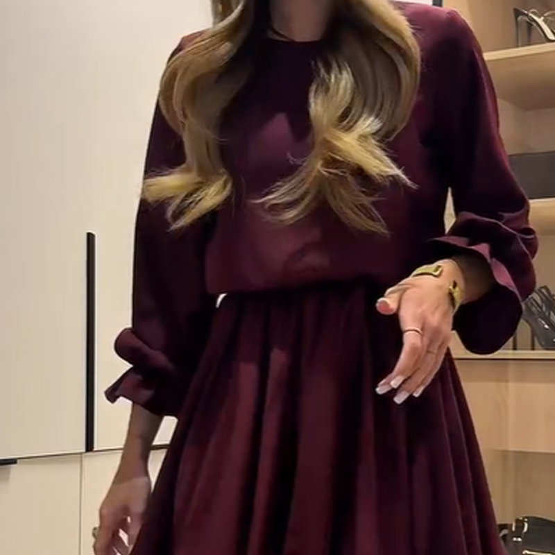 Elegant Long Sleeve A-Line Dress