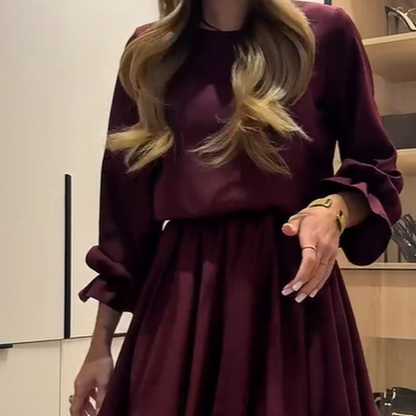 Elegant Long Sleeve A-Line Dress