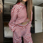 Women's Striped Long Sleeve Loungewear 2-Piece Set