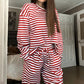 Women's Striped Long Sleeve Loungewear 2-Piece Set