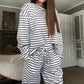 Women's Striped Long Sleeve Loungewear 2-Piece Set