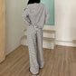 Women's Striped Long Sleeve Loungewear 2-Piece Set