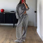 Women's Striped Long Sleeve Loungewear 2-Piece Set