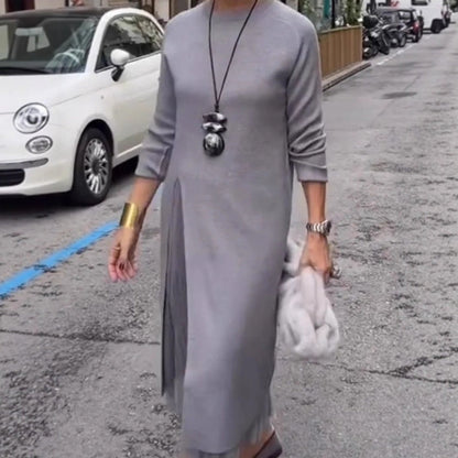 Women’s Elegant Knit Midi Dress with Side Slit