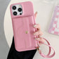 Protective Pink Wallet Phone Case with Mirror & Wristlet