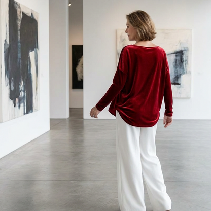 Elegant Relaxed Fit Velvet Blouse